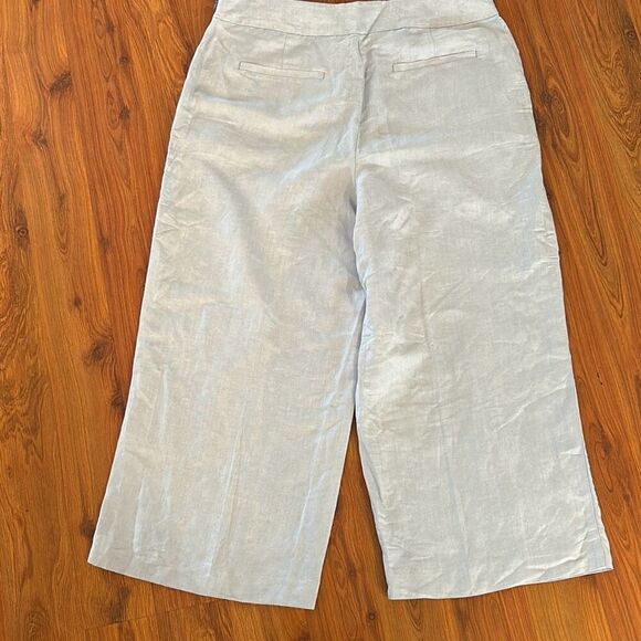 NWT Loft light blue linen viscose cropped pants size 12 wide leg - Picture 4 of 6